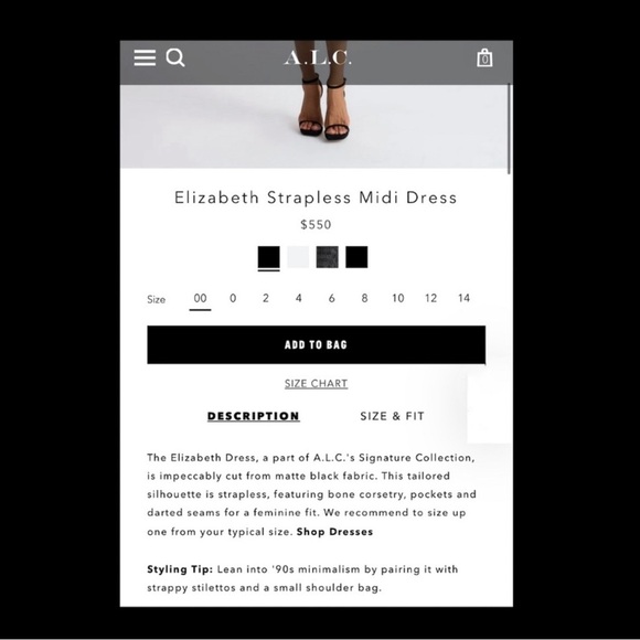 ALC Elizabeth Strapless Midi Dress in Green. - Picture 3 of 8